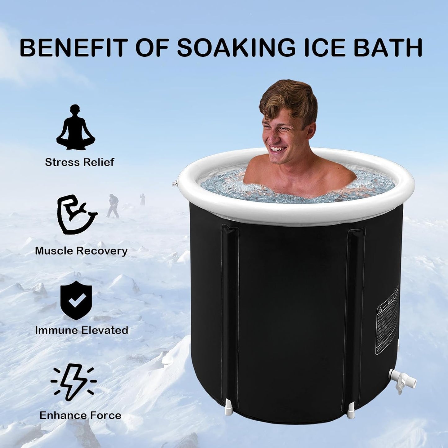Recovery Ice Tub Foldable Bathtub Outdoor Portable Cold Water Therapy Tub Fitness Rehab Ice Tub For Athletes Long Lasting Insulated Ice Tub, Spa Soaking Bucket😍
