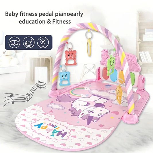 Baby fitness stand toy, newborn baby music, pedal piano, crawling mat, baby toy😍