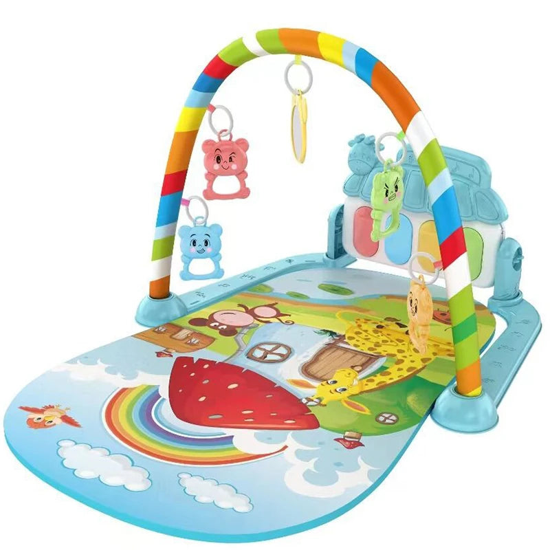 Baby fitness stand toy, newborn baby music, pedal piano, crawling mat, baby toy😍