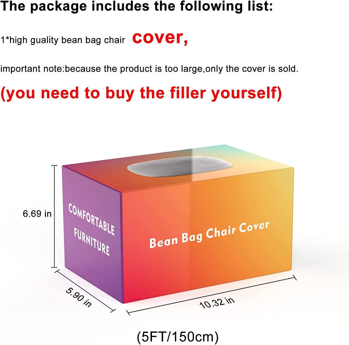 Bag Chair Coverit Was Only A Cover, Not A Full Bean BagChair Cushion, Big Round Soft Fluffy PV Velvet Sofa Bed Cover,  Living Room Furniture,  Lazy Sofa Bed Cover,6ft Dark Grey😍