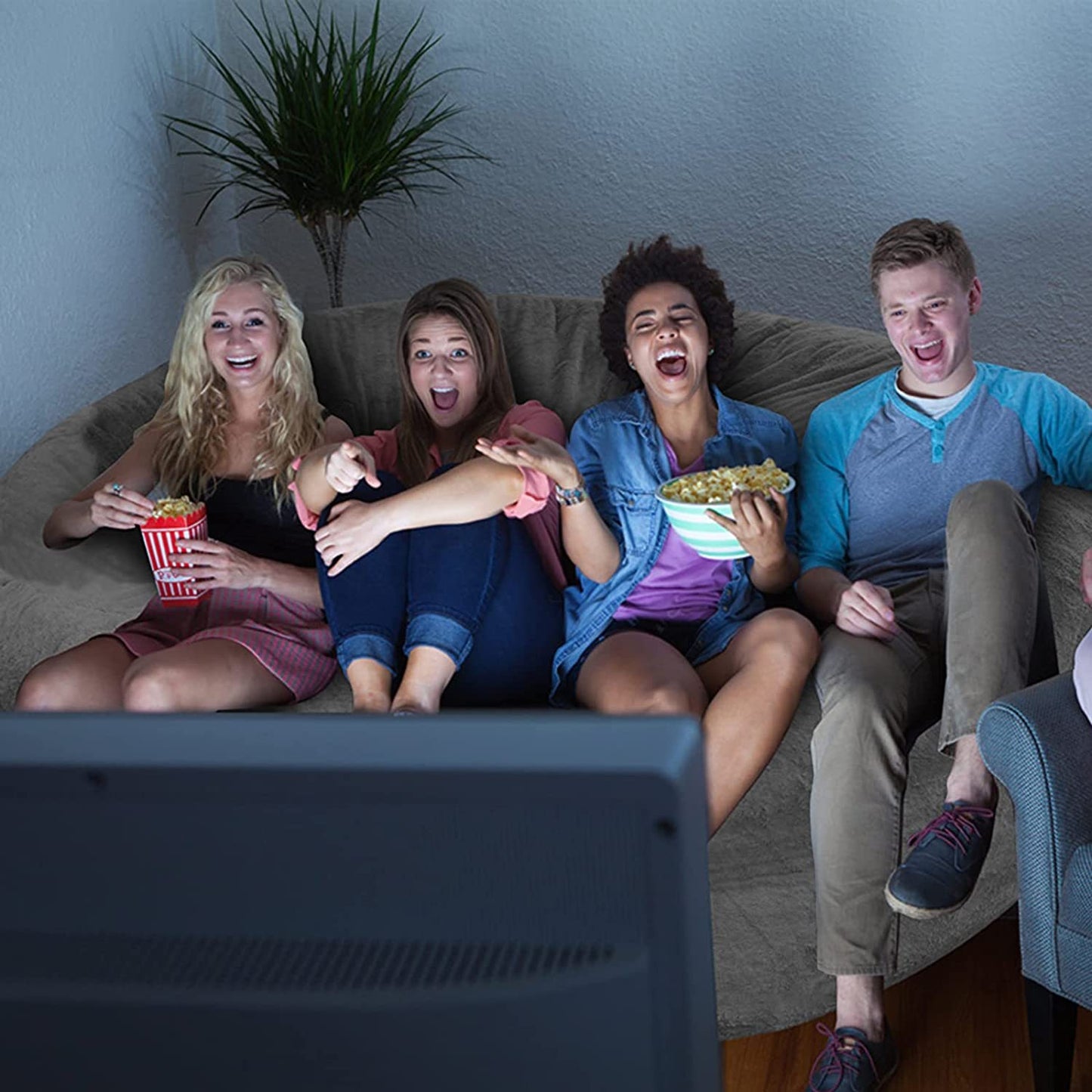 Bag Chair Coverit Was Only A Cover, Not A Full Bean BagChair Cushion, Big Round Soft Fluffy PV Velvet Sofa Bed Cover,  Living Room Furniture,  Lazy Sofa Bed Cover,6ft Dark Grey😍